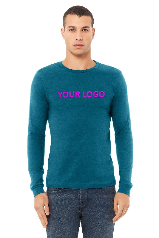 Comfortable Sweaters Bella Canvas Unisex Heather Long Sleeve T-Shirt, Heather Deep Teal