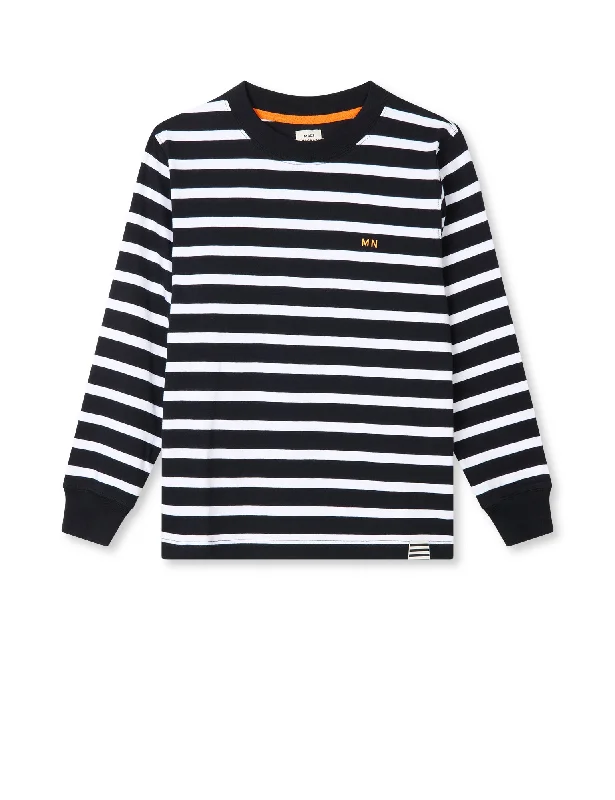 Luxury and fashionable Cotton Jersey Stripe Carlito Tee LS, White/Black