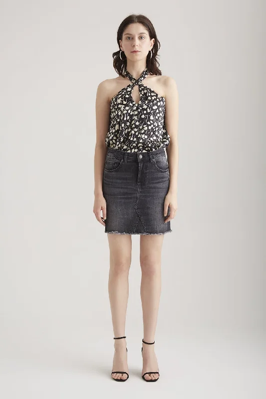 Luxury and fashionable Amber 5 Pocket Mini Skirt Coal black