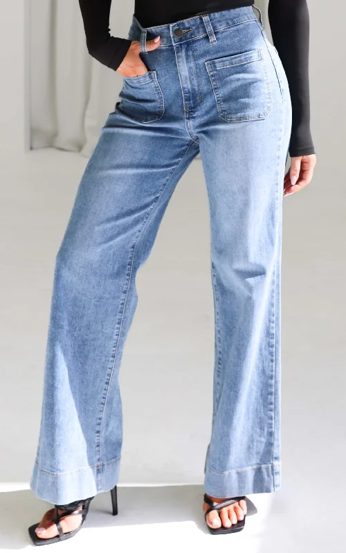 Eye-catching Personality Zackery Wide Leg Jeans - Blue Wash