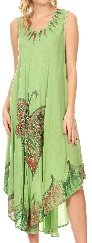 Hip-hop Style Sakkas Keola Women's Maxi Caftan Bathing Suit Cover Up Summer Dress Sleeveless