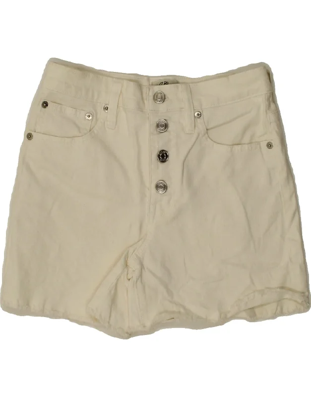 French Retro J. CREW Womens Denim Shorts W24 XS White Cotton