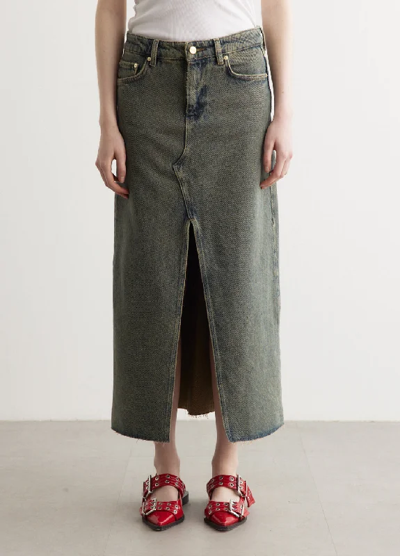 Easygoing Fashion Overdyed Heavy Denim Maxi Skirt