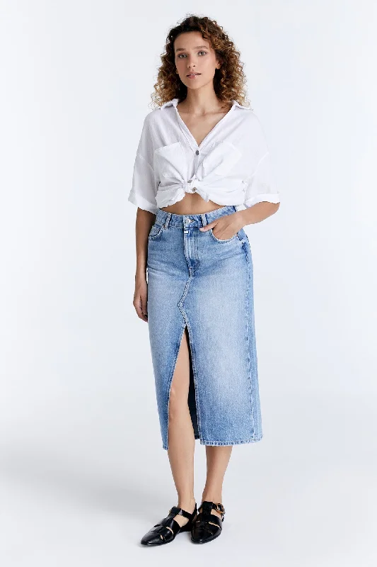 Sports Tights Helen Mid Waist 5 Pocket Long Skirt Light Blue