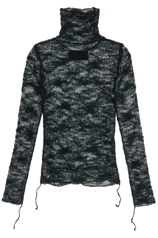 Stunning Fashion Mm6 Maison Margiela Women's Distressed High-Neck Pullover Sweater