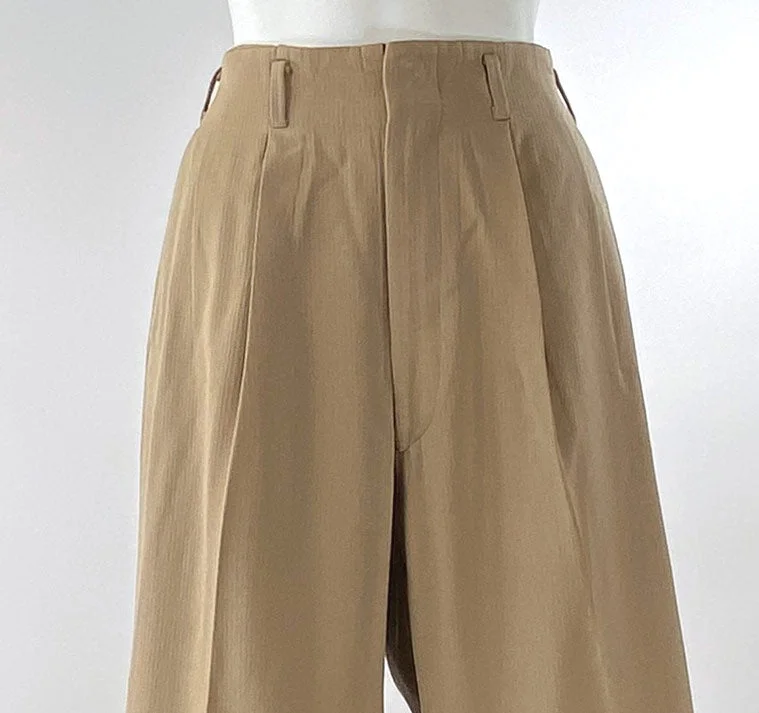 Layered Comfort 40s Gab Pants Pleated Front Vintage Baggy Trousers High Waisted Men's Unisex Gabardine VFG