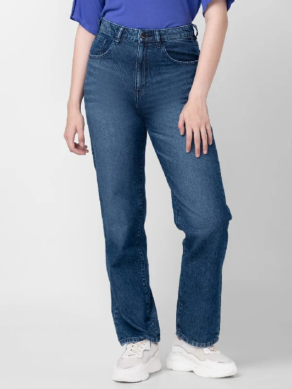 High-end Design Spykar Women Dark Blue Cotton Straight Fit Regular Length Jeans (Bella) High-end Design Spykar Women Dark Blue Cotton Straight Fit Regular Length Jeans (Bella)