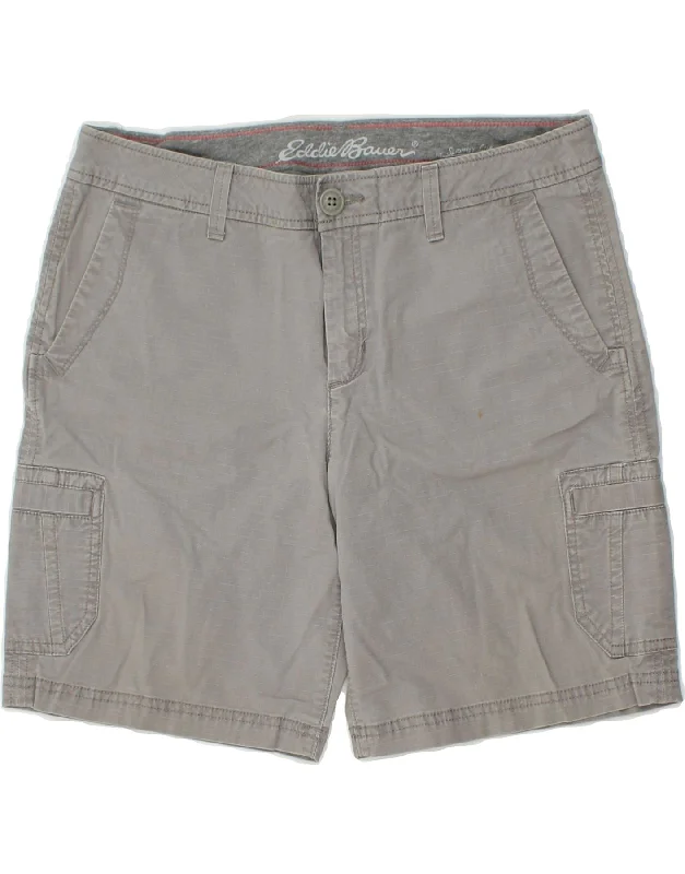 Minimal Style EDDIE BAUER Womens Slightly Curvy Cargo Shorts US 6 Medium W30 Grey Check
