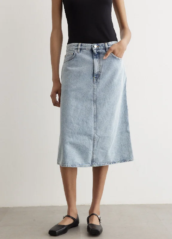 Relaxed Wear Denim Midi Skirt