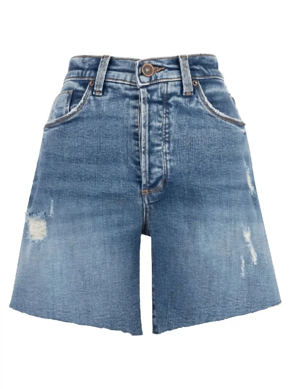 Round neck design Women's Walter High Rise Shorts In Medium Carnaby Wash