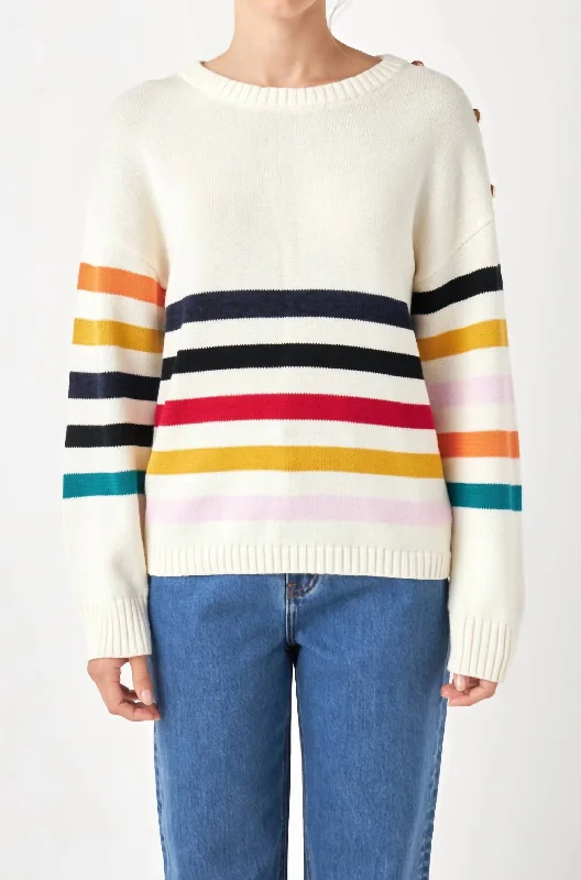 Artistic Temperament Sweater With Button In White