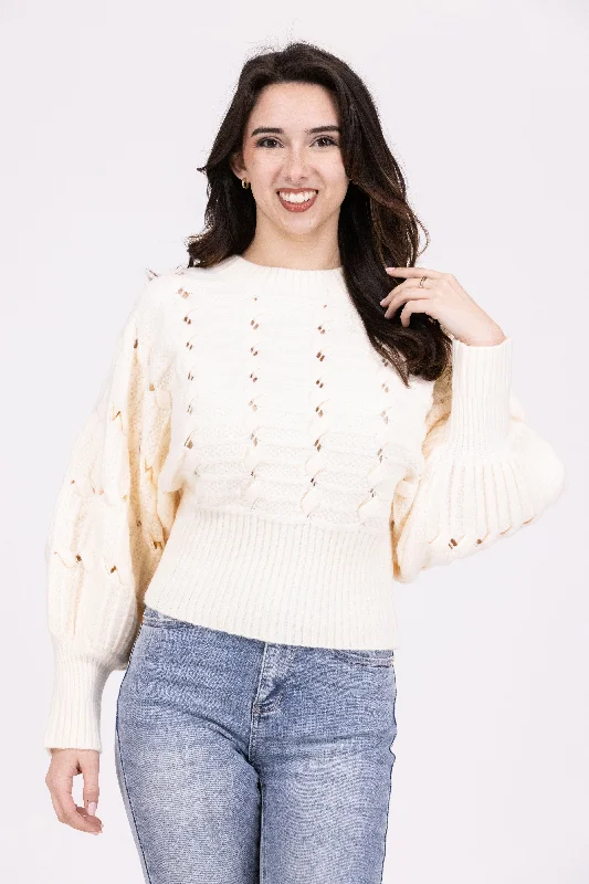 Windbreaker fashion Snow Place Like Home Women's Cable Knit Mock Neck Sweater