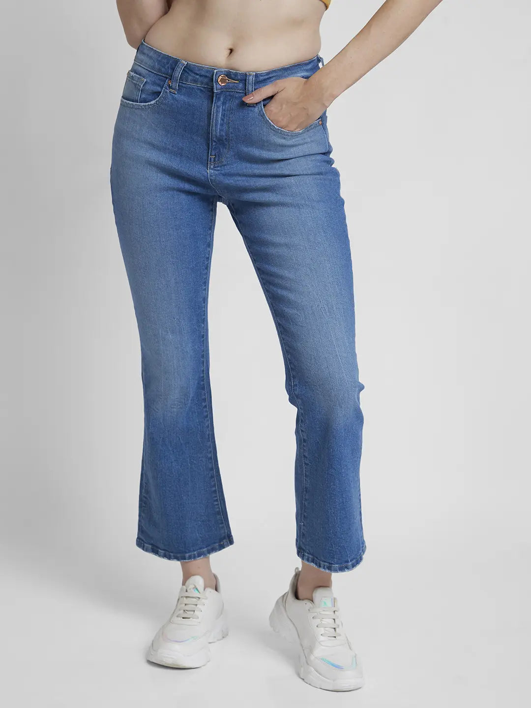 Summer Selection Spykar Women Light Blue Lycra Bootcut Fit Ankle Length Low Distressed Jeans -(Elissa) Summer Selection Spykar Women Light Blue Lycra Bootcut Fit Ankle Length Low Distressed Jeans -(Elissa)