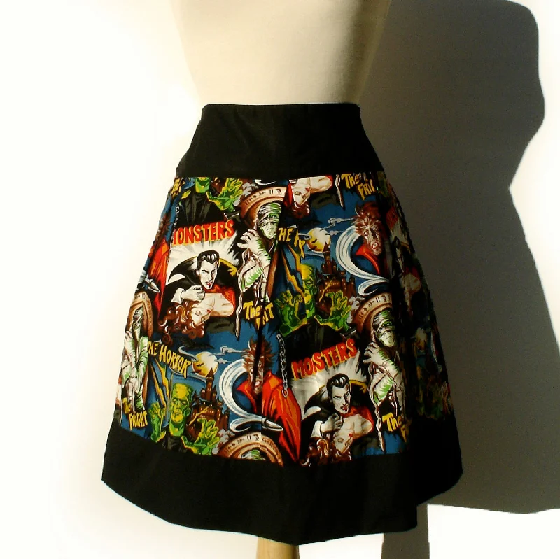 Chic Outfits Retro Horror Movie Hollywood Monsters Vintage Inspired Skirt #S-RS712