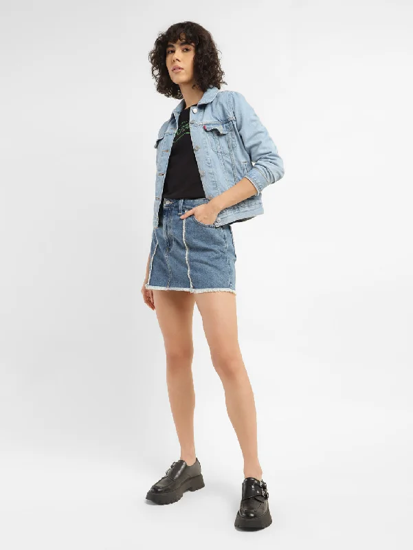 Fashion Must-have Women's High Rise Blue Regular Fit Skirt