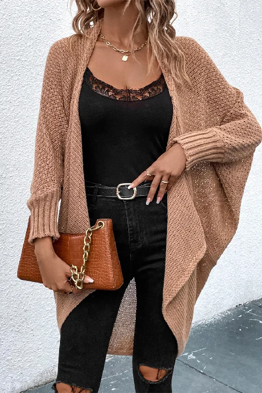Sports Yoga Style Open Front Dolman Sleeve Cardigan