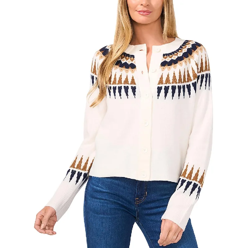 Street Sports Style Womens Knit Ribbed Trim Cardigan Sweater