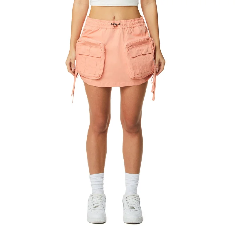 Casual Comfort Shirring Utility Mini Skirt - Sand Coral