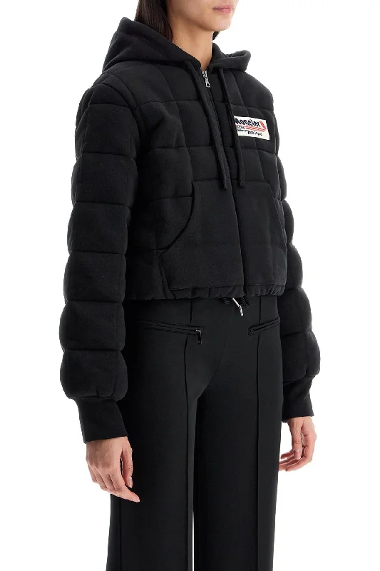 Dessert Matching Moncler X Palm Angels Black Checkered Cotton Padded Cardigan With Hood And Zip