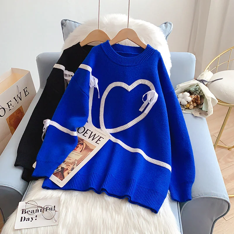 High-quality fabrics Klein Blue Ribbon love decorative sweater  5213