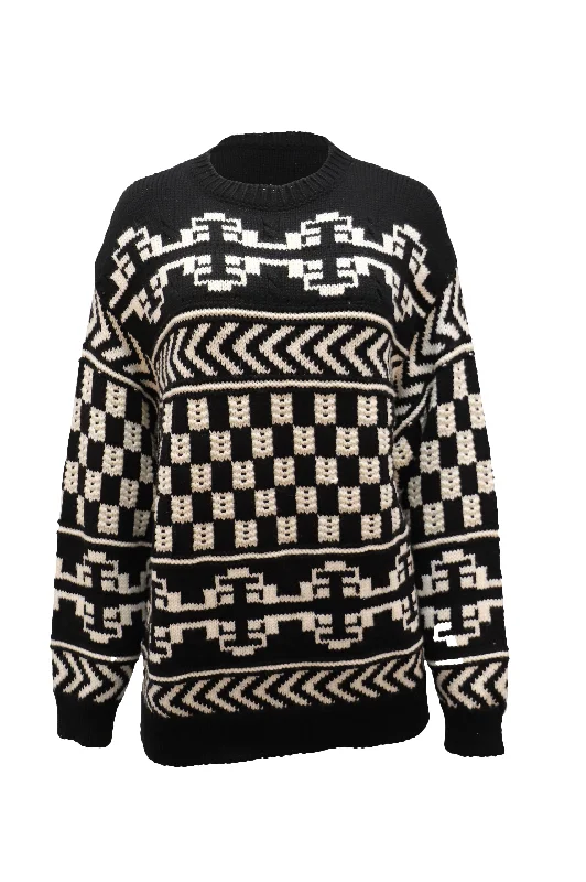 Comfortable and simple Alanui Aztec Print Sweater in Black Wool