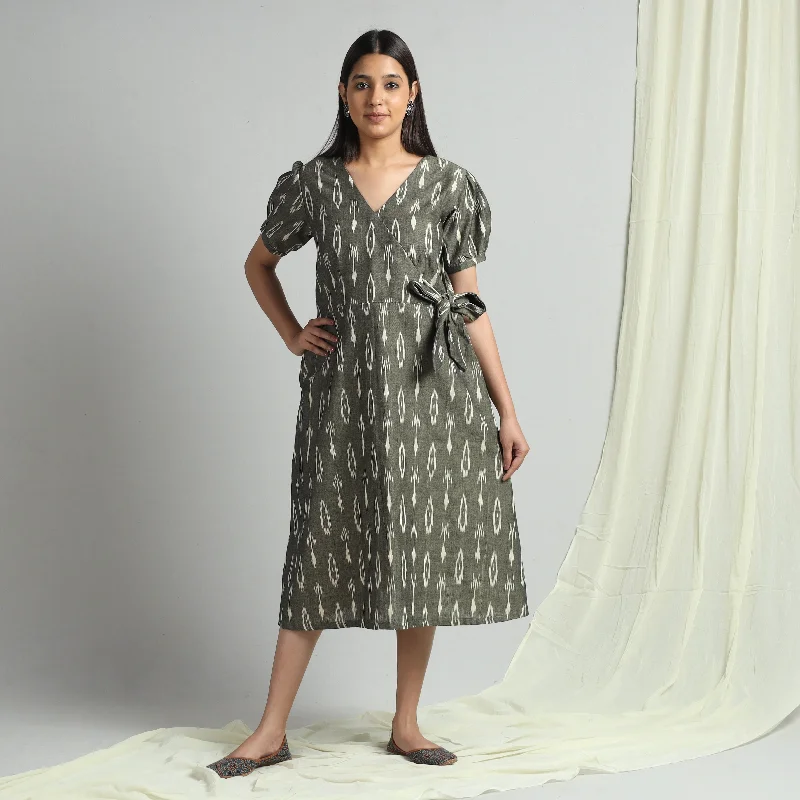 Sports Casual Style Grey - Pochampally Ikat Weave Cotton Dress