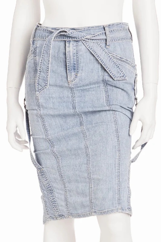 Cozy Chic Versace  - Denim Pencil Skirt with Zippers -