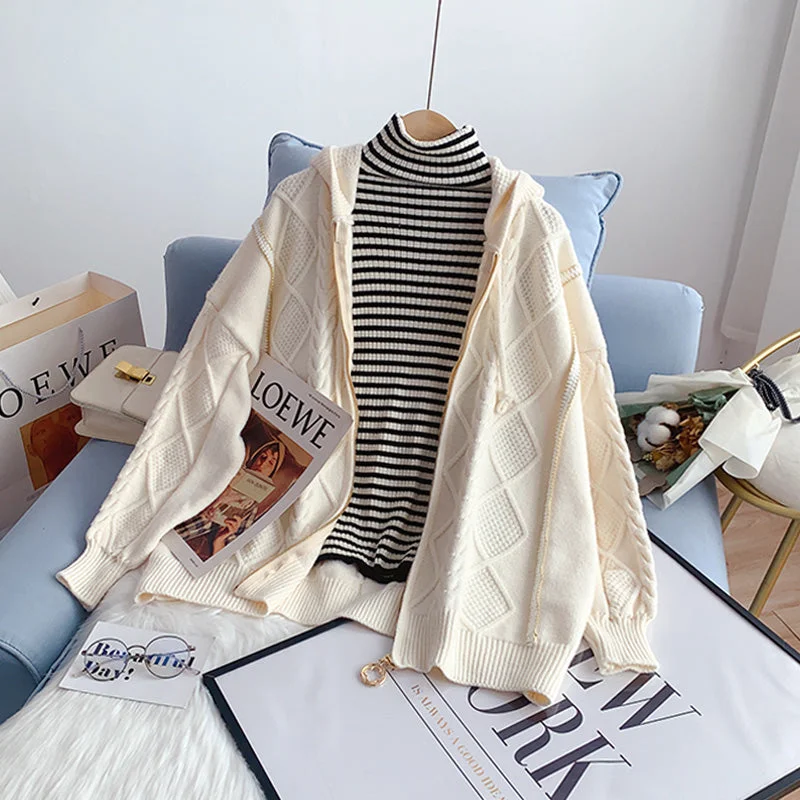 Floral Prints Zipper hooded sweater coat lazy sweater  5209