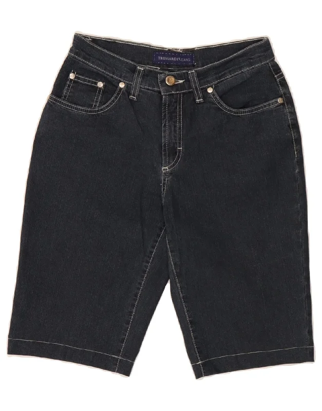 Classic Color TRUSSARDI Womens Denim Shorts W27 Small Navy Blue Cotton