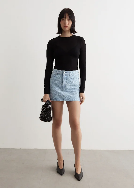 Stretch Design Jupe Denim Skirt