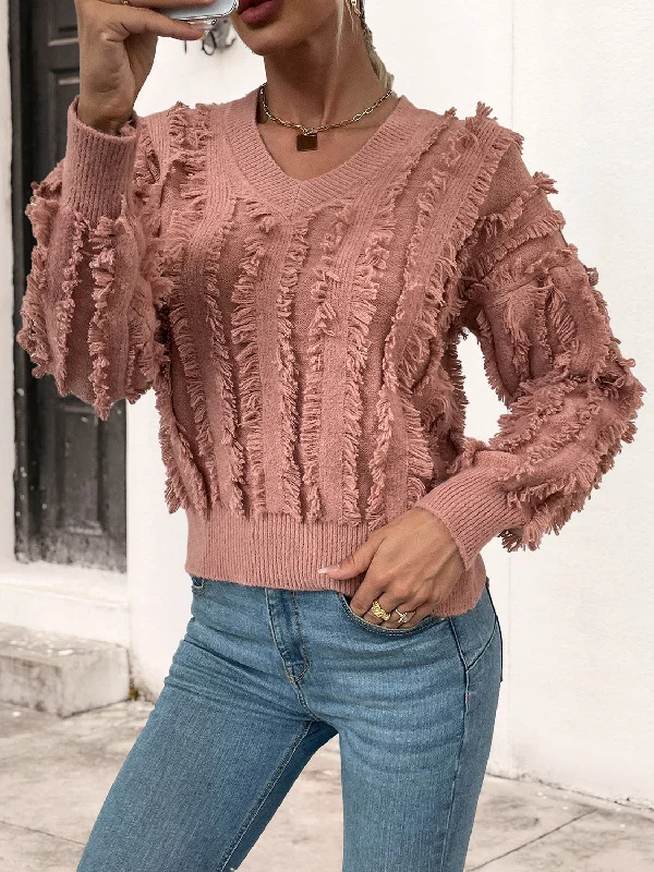 Alice style Frill Trim V-Neck Sweater