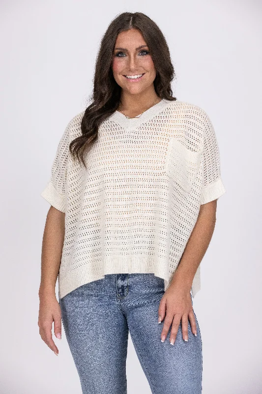 Comfortable And Simple Hard To Leave Women's Short Sleeve Sweater