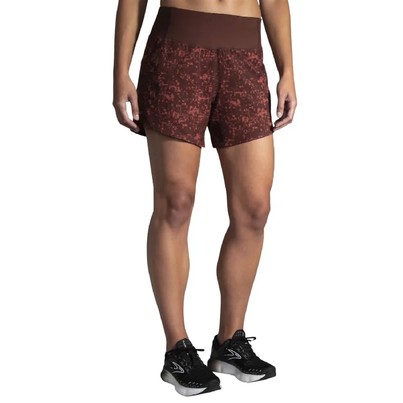 Personal Charm Women's Chaser 5" Short In Run Raisin Glitch Print