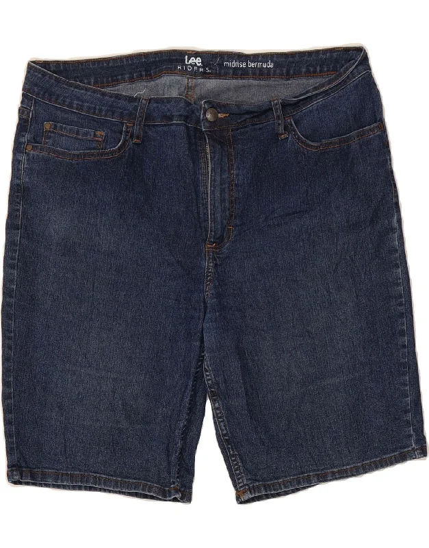 Casual And Comfortable LEE Womens Bermuda Mid Rise Denim Shorts US 18 2XL W38  Blue Cotton