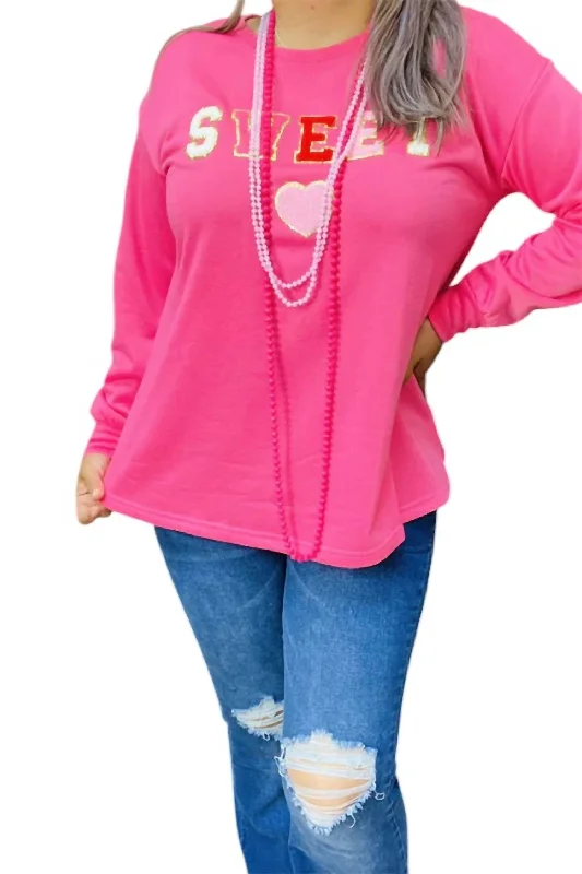 Fashionable And Fashionable Sweet “Heart” Sweater In Pink