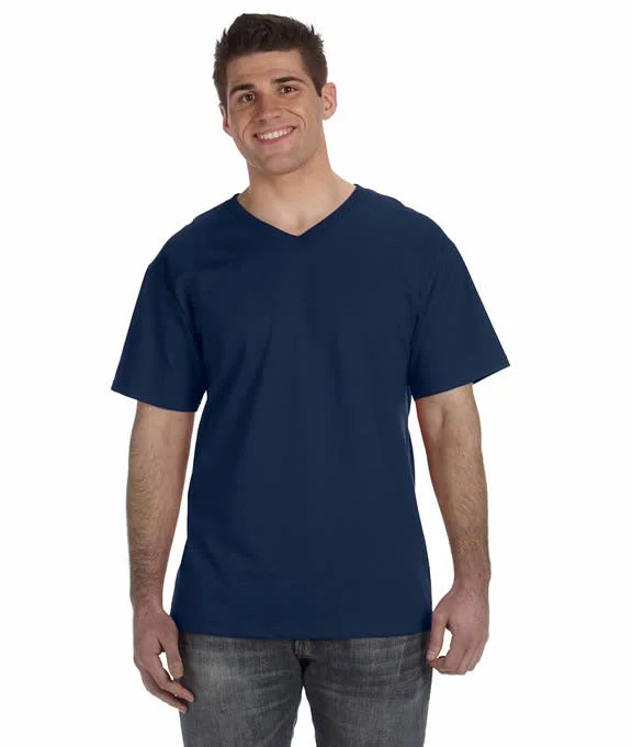 Trendy Looks 39VR - Fruit of the Loom Mens 100% Heavy Cotton HD® V-Neck T-Shirt | J Navy