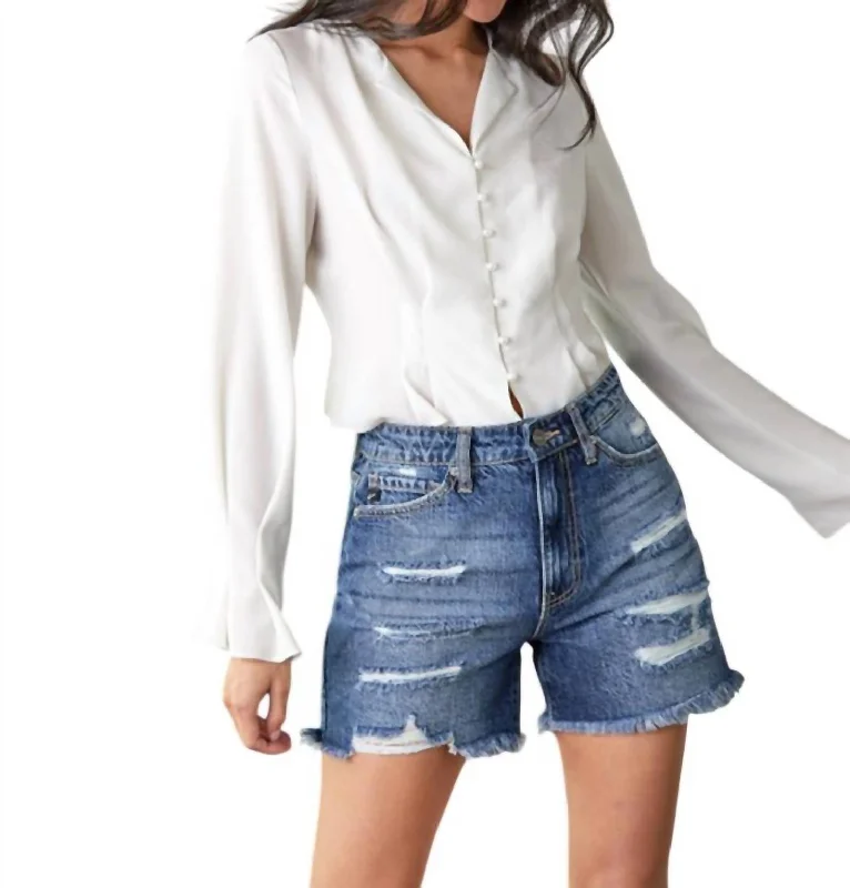 Urban Style Jansen Ultra High Rise Boyfriend Short In Medium Wash