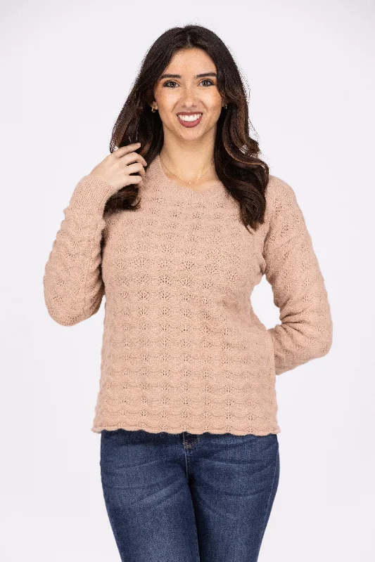 Cute Design Filled With Joy Women's Scalloped Hem Sweater