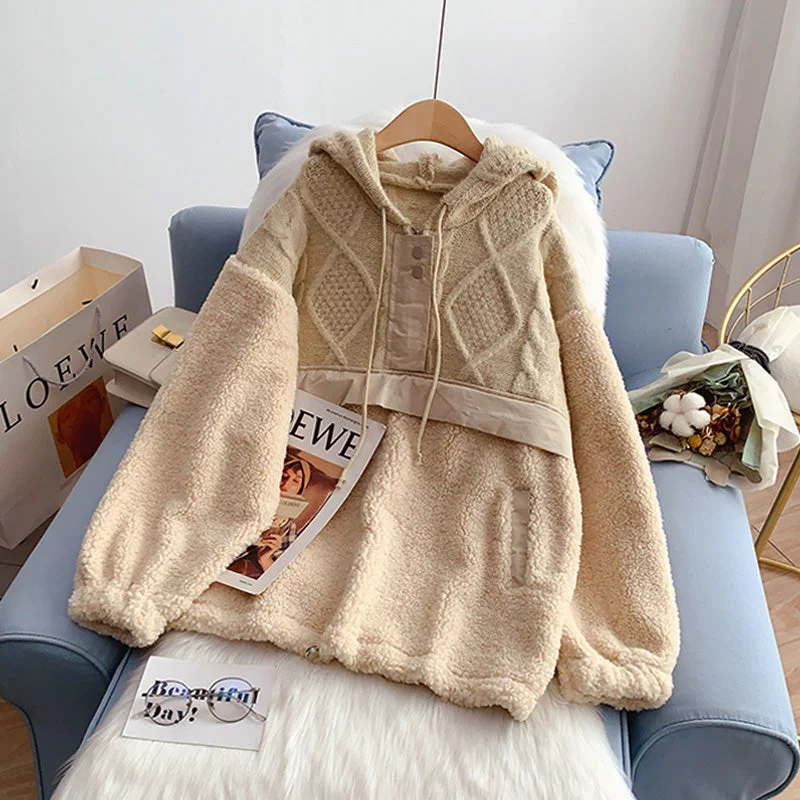 Bright Colors Lamb wool stitched sweater sweater women's Hoodie design 5203