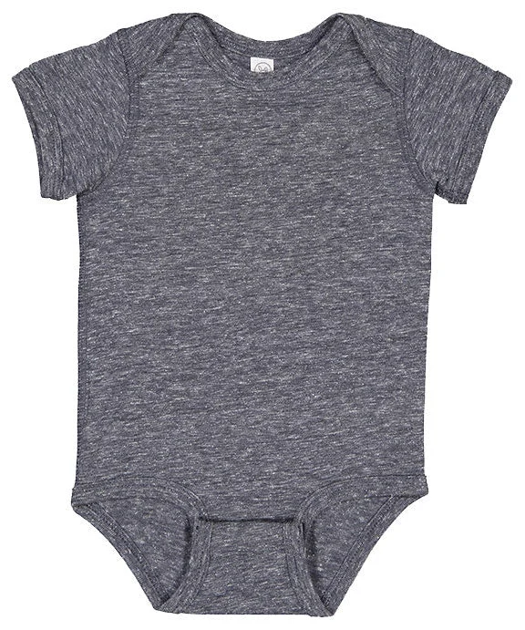 Alice style 4491 - Rabbit Skins Infant Harborside Melange Jersey Bodysuit | Navy Melange Alice style 4491 - Rabbit Skins Infant Harborside Melange Jersey Bodysuit | Navy Melange