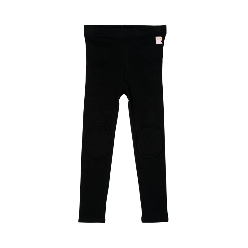 Simple Elegance Rock Your Kid Knee Patch Tights - Black (Size 2-12)