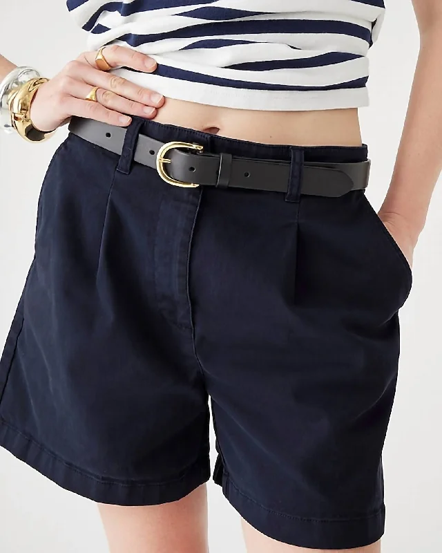Age-reducing Style Pleated Capeside Chino Short In Navy