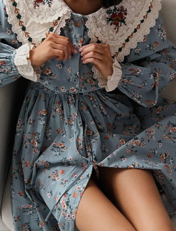 Romantic And Sweet Vintage-Style Floral Dress