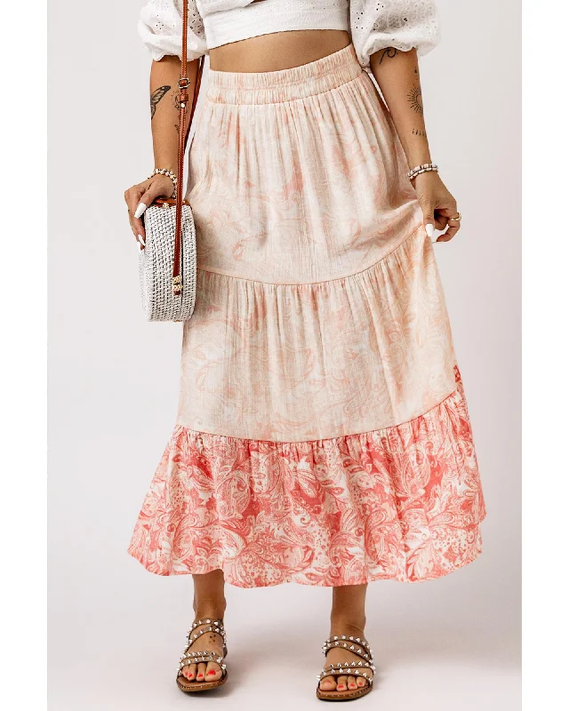 Simple research Azura Exchange Tiered Maxi Skirt with Floral Print - L