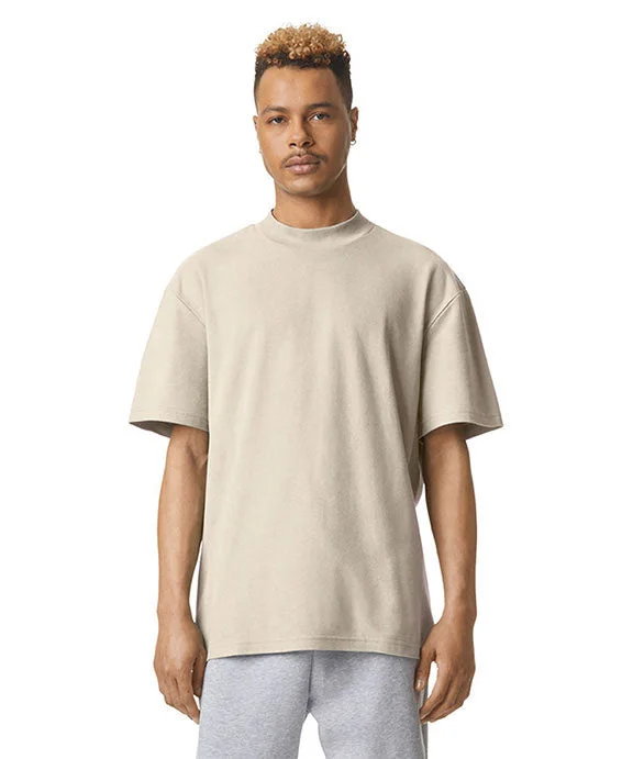 Black And White Style 1PQ - American Apparel Unisex Mockneck Pique T-Shirt | Bone