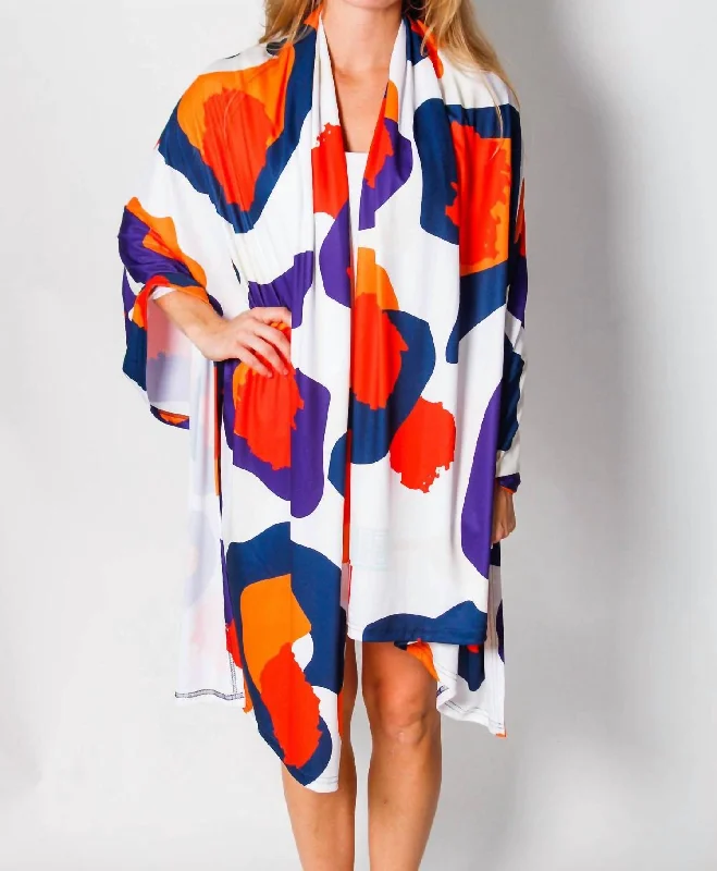 Fashionable In The Times Gameday Cheetah Poncho In Orange
