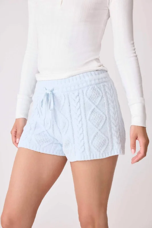 Customized Version Chenille Cozy Cable Short In Light Blue