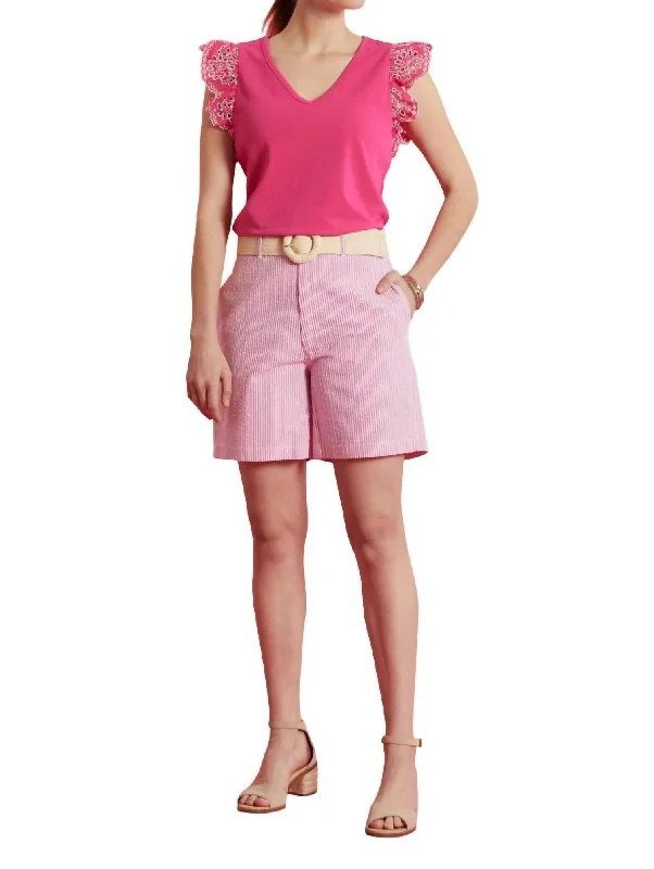 Sports Fashion Cotton Bermuda Short In Pink