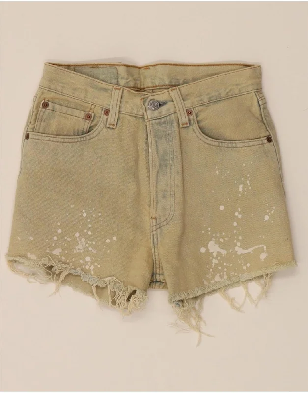 Dynamic Fashion LEVI'S Womens 501 Denim Shorts W27 Small Beige Cotton