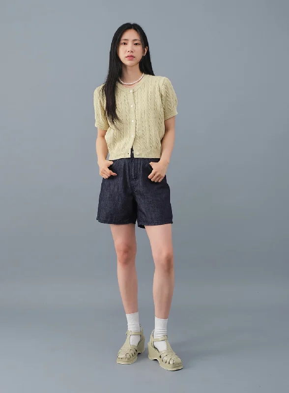 Exquisite Craftsmanship Basic Raw Denim Shorts OJ02